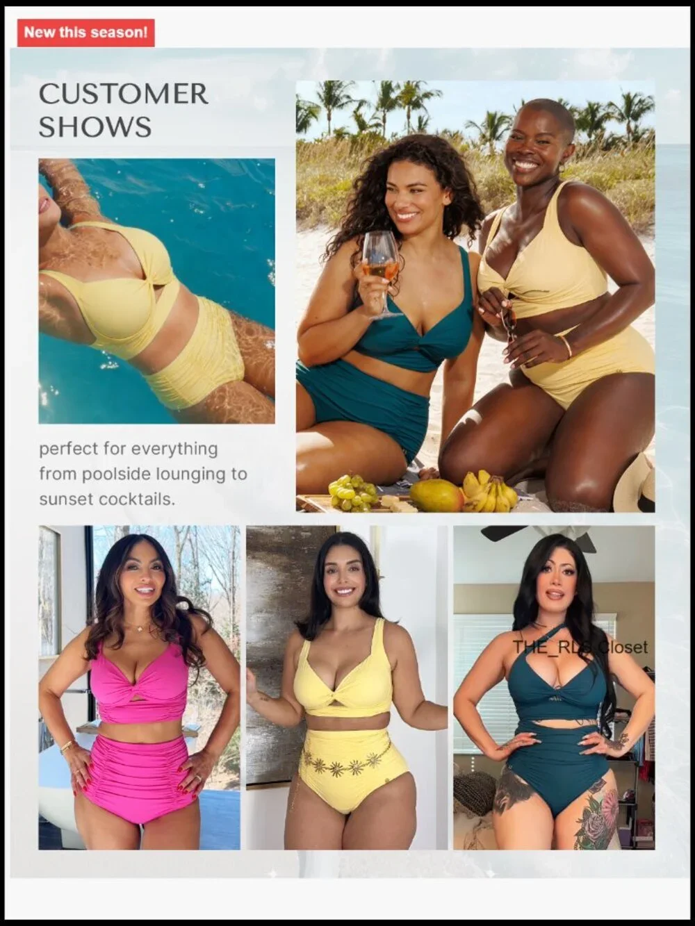 High Waisted Tummy Control Bikini Set Ruched Twist Front Swimwear